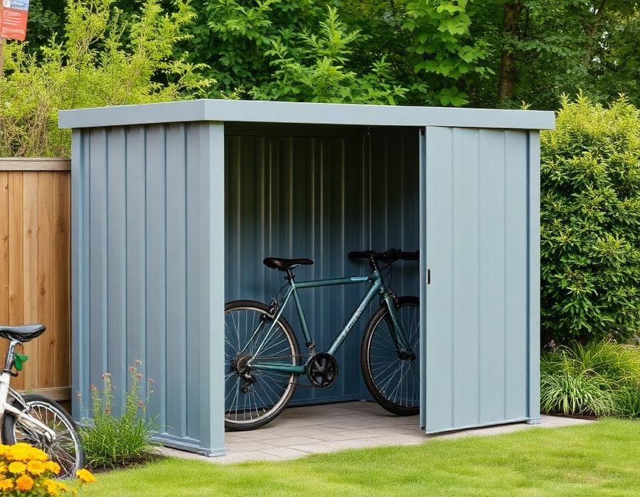 Bicycle Storage in a British garden setting